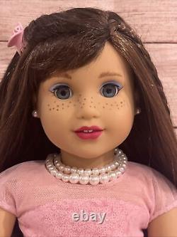 OOAK American Girl Doll Grace Brown Hair Blue Eyes 2015 Party Makeup Custom