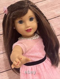 OOAK American Girl Doll Grace Brown Hair Blue Eyes 2015 Party Makeup Custom
