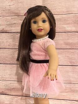 OOAK American Girl Doll Grace Brown Hair Blue Eyes 2015 Party Makeup Custom