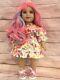 OOAK American Girl Doll Pink Blue Purple Curly Hair Blue Eyes Face Paint Custom
