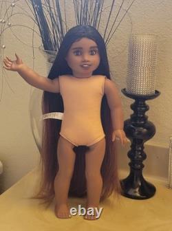 OOAK American Girl Doll with Extra long hair human hair and Freckles