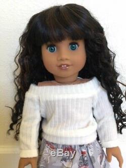 OOAK Custom American Girl Doll Black Hair, Deep Blue Eyes, Outfit Included