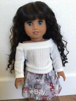 OOAK Custom American Girl Doll Black Hair, Deep Blue Eyes, Outfit Included