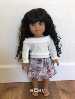 OOAK Custom American Girl Doll Black Hair, Deep Blue Eyes, Outfit Included