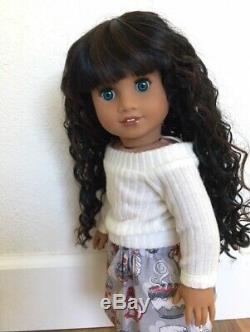 OOAK Custom American Girl Doll Black Hair, Deep Blue Eyes, Outfit Included