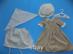 Pleasant Company 1996 Felicity Work Gown American Girl Dress Mob Cap Apron Scarf