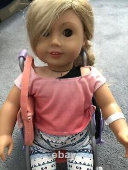 Pleasant Company American Girl Doll with Wheelchair Blonde Hair Brown Eyes