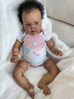 Reborn Baby Doll African American 3 Month Old Baby Girl June With 3D Skin OOAK