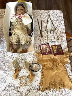 Retired 2002 American Girl 18 Kaya Doll withBox & 2 Outfits, Stand, Moccasins ETC