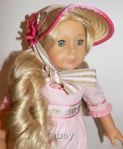 Retired American Girl Caroline Doll in Meet Outfit w Book, Bonnet