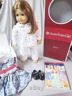 Retired American Girl Doll Mollys Emily Bennett in box with book & pajama outfit