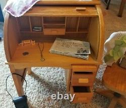 Retired American Girl Kit Kittredge Rolltop Desk and Chair with Accessories