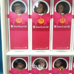 Set of 12 American Girl Mini Dolls With Books 25 Years Collection With Shelf