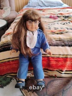 Set of 3 American Girl dolls and suitcase full of clothes and accessories