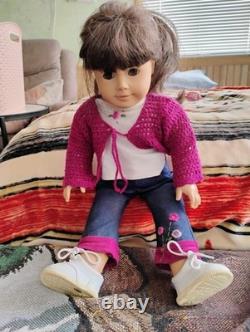 Set of 3 American Girl dolls and suitcase full of clothes and accessories