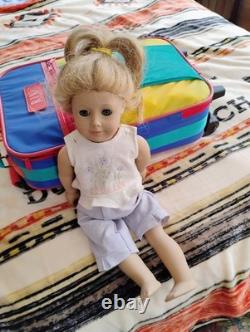 Set of 3 American Girl dolls and suitcase full of clothes and accessories