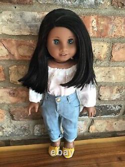 Thea Custom American Girl Doll OOAK Black Hair Dark Blue Eyes Sonali