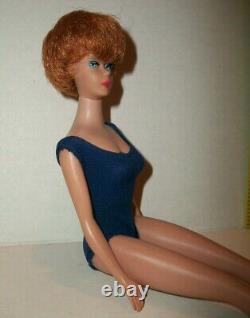 Vintage 1960s Titian American Girl Face Bubblecut Barbie Doll Blue Helenca Suit