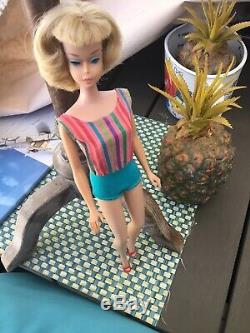 Vintage 1966 Rare Pale Thick Blonde American Girl Bent Knee Barbie Doll Fabulous