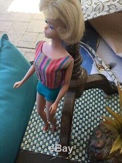 Vintage 1966 Rare Pale Thick Blonde American Girl Bent Knee Barbie Doll Fabulous