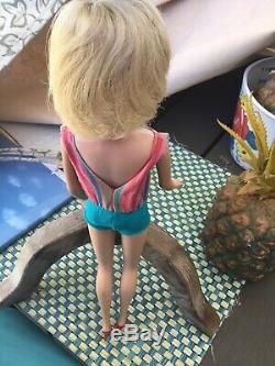 Vintage 1966 Rare Pale Thick Blonde American Girl Bent Knee Barbie Doll Fabulous