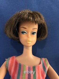 Vintage American Girl Barbie Brunette, Original Swimsuit, Stand