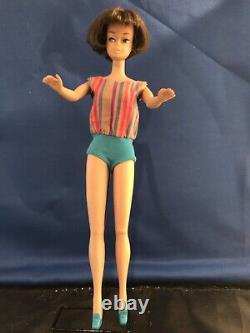 Vintage American Girl Barbie Brunette, Original Swimsuit, Stand