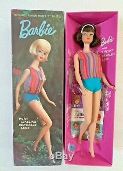 Vintage American Girl Brunette Side Part Barbie Doll w Box OSS Stand Pamphlet