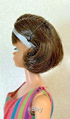 Vintage American Girl Brunette Side Part Barbie Doll w Box OSS Stand Pamphlet