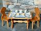 Vintage PC Kirsten Rowe Pottery and Pine Trestle Table Chairs Set Dishes