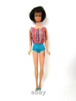 Vtg 60's Barbie American Girl Doll Brunette Bendable Legs with Swimsuit & Heels