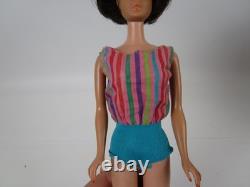Vtg 60's Barbie American Girl Doll Brunette Bendable Legs with Swimsuit & Heels
