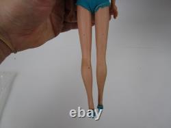 Vtg 60's Barbie American Girl Doll Brunette Bendable Legs with Swimsuit & Heels